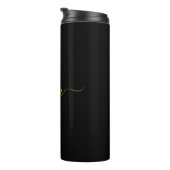 Black Gold Modernes Script Giron Monogram Name Thermosbecher (Nach rechts gedreht)