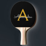 Black Gold Modernes Script Giron Monogram Name Tischtennis Schläger<br><div class="desc">Ping Pong Paddle Monogram Paddel mit schwarzen und goldenen Skripten. Das macht den perfekten 16 Geburtstag,  Hochzeit,  Brautparty,  Jubiläum,  Babydusche oder Junggeselinnen-Abschied Geschenk für jemanden,  der Lieben glamourösen Luxus und schicke Stile.</div>