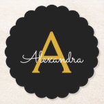 Black Gold Modernes Script Giron Monogram Name Untersetzer<br><div class="desc">Untersetzer für einfache,  schwarze und goldene Skripte Monogram Name Paper. Dies macht den perfekten Abschluss,  Geburtstag,  Hochzeit,  Brautparty,  Jubiläum,  Babydusche oder Junggeselinnen-Abschied Geschenk für jemanden,  die Lieben glamourösen Luxus und schicke Stile.</div>