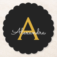 Black Gold Modernes Script Giron Monogram Name