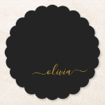 Black Gold Modernes Script Giron Monogram Name Untersetzer<br><div class="desc">Untersetzer für einfache,  schwarze und goldene Skripte Monogram Name Paper. Dies macht den perfekten Abschluss,  Geburtstag,  Hochzeit,  Brautparty,  Jubiläum,  Babydusche oder Junggeselinnen-Abschied Geschenk für jemanden,  die Lieben glamourösen Luxus und schicke Stile.</div>