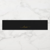 Black Gold Modernes Script Giron Monogram Name Wasserflaschenetikett (Einzelnes Label)