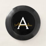 Black Gold Modernes Script Giron Monogram Name Wham-O Frisbee<br><div class="desc">Schwarz und Gold einfache Script Monogram Name Frisbee. Dies macht den perfekten Abschluss,  Geburtstag,  Hochzeit,  Brautparty,  Jubiläum,  Babydusche oder Junggeselinnen-Abschied Geschenk für jemanden,  die Lieben glamourösen Luxus und schicke Stile.</div>