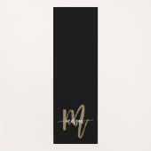 Black Gold Modernes Script Giron Monogram Name Yogamatte (Vorderseite)