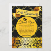 Black & Gold Modernes Spitzenherz Hochzeitstag Dankeskarte (Vorderseite)