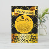 Black & Gold Modernes Spitzenherz Hochzeitstag Dankeskarte (Stehend Vorderseite)