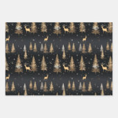 Black Gold Modernes Weihnachtswrapping Papier Hirs (Vorderseite 2)