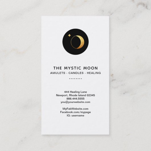 *~* Black Gold Mondstars Mystic Moon Luna Visitenkarte (Rückseite)