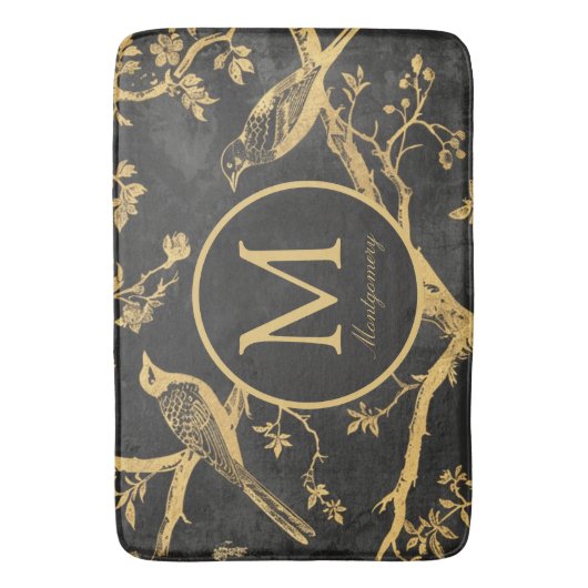 Black Gold Monogram Badematte (Vorderseite Vertikal)