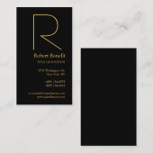 Black Gold Monogram Business Card Visitenkarte (Vorne/Hinten)