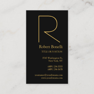 Black Gold Monogram Business Card Visitenkarte