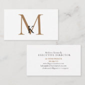 Black & Gold Monogram Business Card Visitenkarte (Vorne/Hinten)