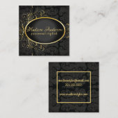 Black gold Monogram Classy Royal Style Card Quadratische Visitenkarte (Vorne/Hinten)