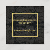 Black gold Monogram Classy Royal Style Card Quadratische Visitenkarte (Rückseite)