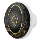 Black gold Monogram Classy Royal Style Knob Keramikknauf (Rechts)