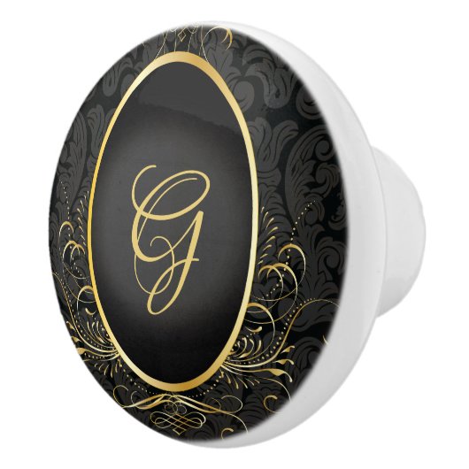 Black gold Monogram Classy Royal Style Knob Keramikknauf (Rechts)