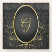 Black gold Monogram Classy Royal Style Untersetzer (Vorderseite)