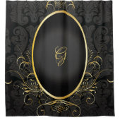 Black gold Monogram Classy Royal Style Vorhang (Vorderseite)