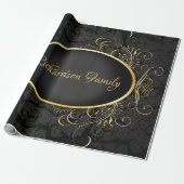 Black gold Monogram Classy Royal Style Wrapping Geschenkpapier (Ungerollt)