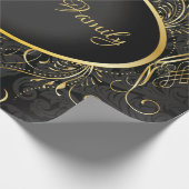 Black gold Monogram Classy Royal Style Wrapping Geschenkpapier (Ecke)