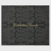 Black gold Monogram Classy Royal Style Wrapping Geschenkpapier (Flach)