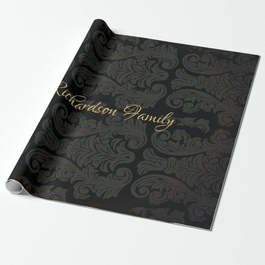 Black gold Monogram Classy Royal Style Wrapping Geschenkpapier (Ungerollt)