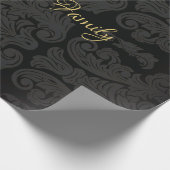 Black gold Monogram Classy Royal Style Wrapping Geschenkpapier (Ecke)