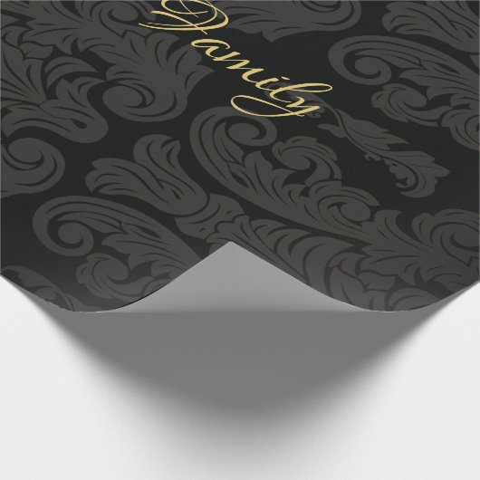 Black gold Monogram Classy Royal Style Wrapping Geschenkpapier (Ecke)