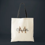 Black Gold Monogram Elegant Girly Script Tragetasche<br><div class="desc">Chic schwarz und gold Monogramm Totbeutel. von Thisisnotme© entwickelt</div>