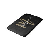 Black Gold Monogram Elegant Moderne Badematte (Schrägansicht)