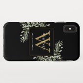 Black Gold Monogram Elegant Moderne Grüne Case-Mate iPhone Hülle (Rückseite (Horizontal))