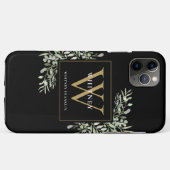 Black Gold Monogram Elegant Moderne Grüne Case-Mate iPhone Hülle (Rückseite (Horizontal))