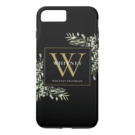 Black Gold Monogram Elegant Moderne Grüne Case-Mate iPhone Hülle (Rückseite)