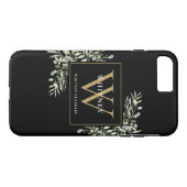 Black Gold Monogram Elegant Moderne Grüne Case-Mate iPhone Hülle (Rückseite (Horizontal))