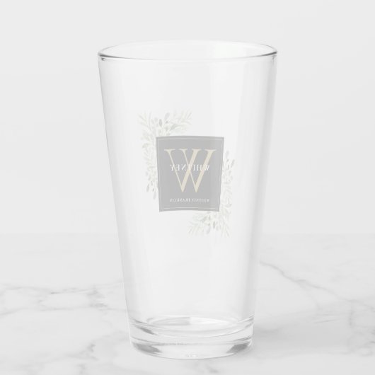 Black Gold Monogram Elegant Moderne Grüne Glas (Rückseite)