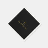 Black & Gold Monogram Elegant Napkins Serviette (Ecke)