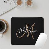 Black Gold Monogram Elegant Stilvoller Name des Sk Mousepad