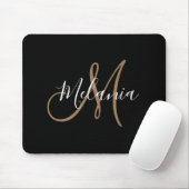 Black Gold Monogram Elegant Stilvoller Name des Sk Mousepad (Mit Mouse)