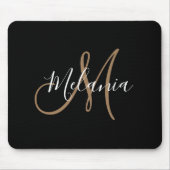 Black Gold Monogram Elegant Stilvoller Name des Sk Mousepad (Vorne)