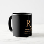 Black Gold Monogram Elegant Stilvoller Name Tasse (Vorderseite Links)