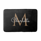 Black Gold Monogram Elegante Girly Script Bath Mat Badematte (Vorderseite)