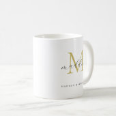 Black Gold Monogram | Elegante Skriptnamen Kaffeetasse (VorderseiteRechts)