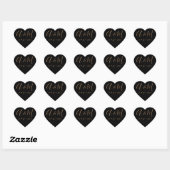 Black Gold Monogram Elegante Wedding Herz-Aufkleber (Blatt)