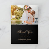 Black Gold Monogram Foto Wedding Dankeschön Card Dankeskarte (Innenseite)
