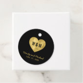 Black & Gold Monogram Heart Wedding Geschenkanhänger (Beispiel)