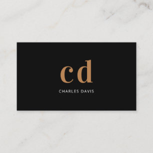 Black gold monogram initials minimalist elegant visitenkarte