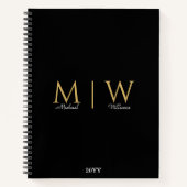 Black Gold Monogram Initials Moderne Berufliche Notizblock (Vorderseite)