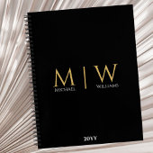 Black Gold Monogram Initials Moderne Berufliche Notizblock