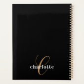 Black Gold Monogram Initials Name Minimalistisch 2 Planer (Rückseite)