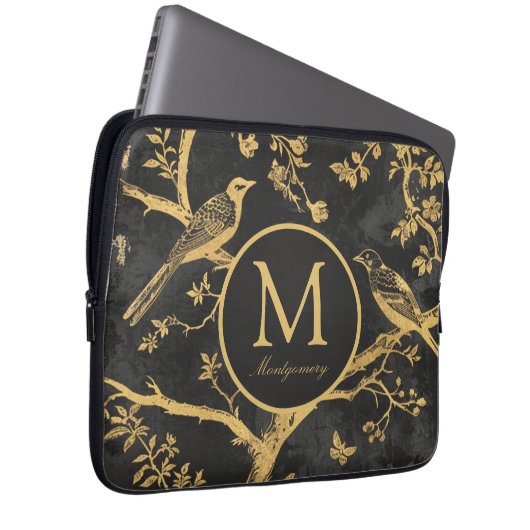 Black Gold Monogram Laptopschutzhülle (Vorne Rechts)